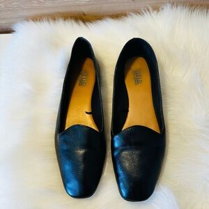 a.n.a Black Leather Women's Slip-On Flats